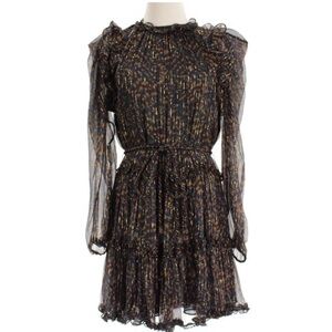 ULLA JOHNSON
Gaelle ruffled printed metallic silk-blend chiffon dress.